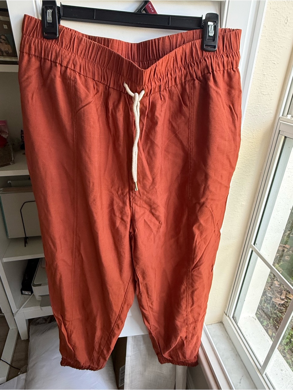 Zara Rust-Orange Drawstring Waist Pants